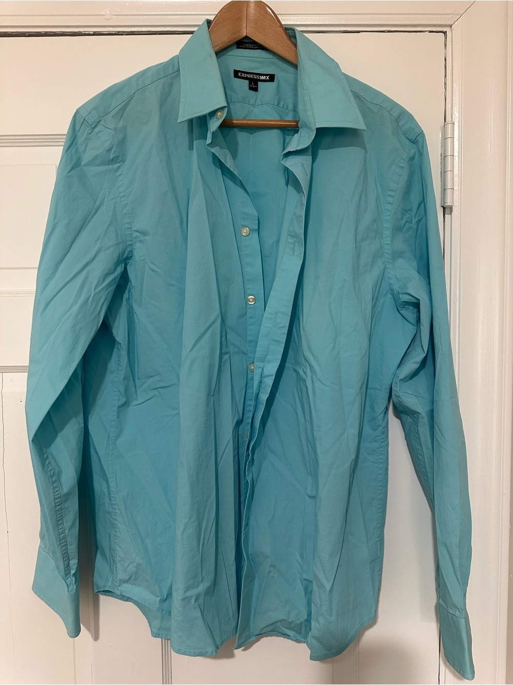 Express Men’s Turquoise Long-Sleeve Button Shirt